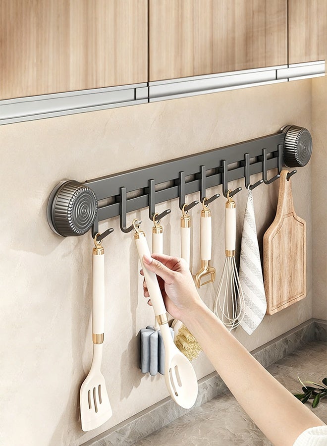 Over the Door Hook Rack with 9 Hooks, Versatile Suction Cup Door Hanger for Coats, Towels, Bags, Keys, Ideal for Bathroom, Kitchen， Bedroom, Behind Back of Door Grey - Image 1